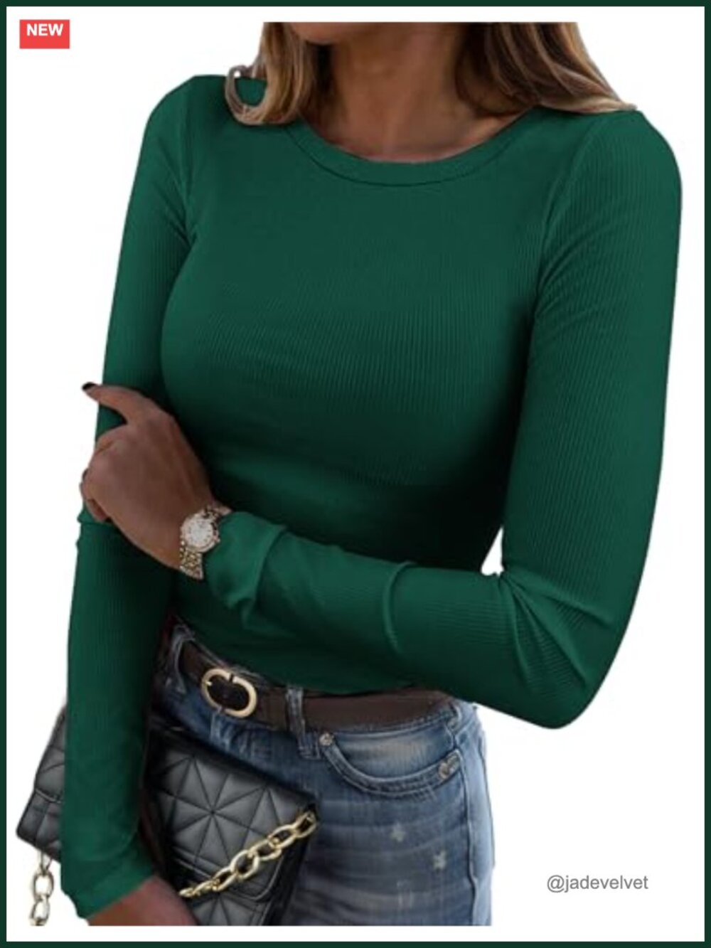 Zeagoo Women Long Sleeve Ribbed Slim Fit Crewneck Top Basic Tee